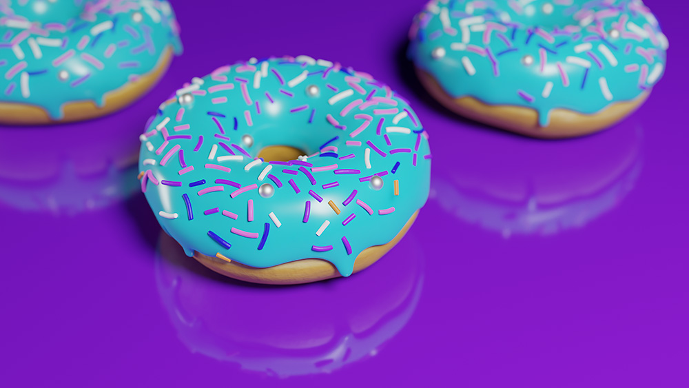 Teal donuts on purple counter | Free wallpaper stock image download