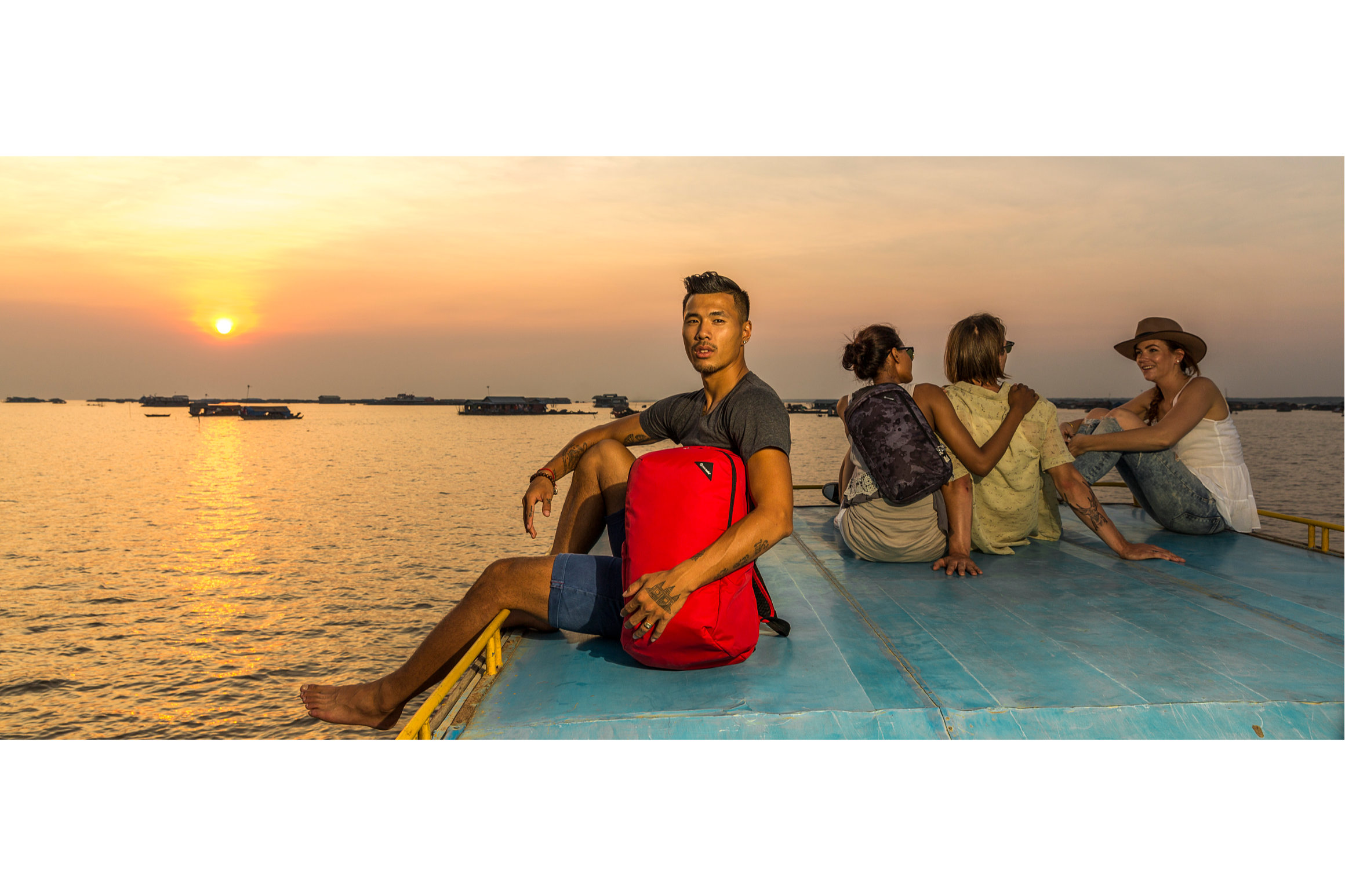 Pacsafe bags photoshoot on Tonle Sap Lake - Siem Reap, Cambodia