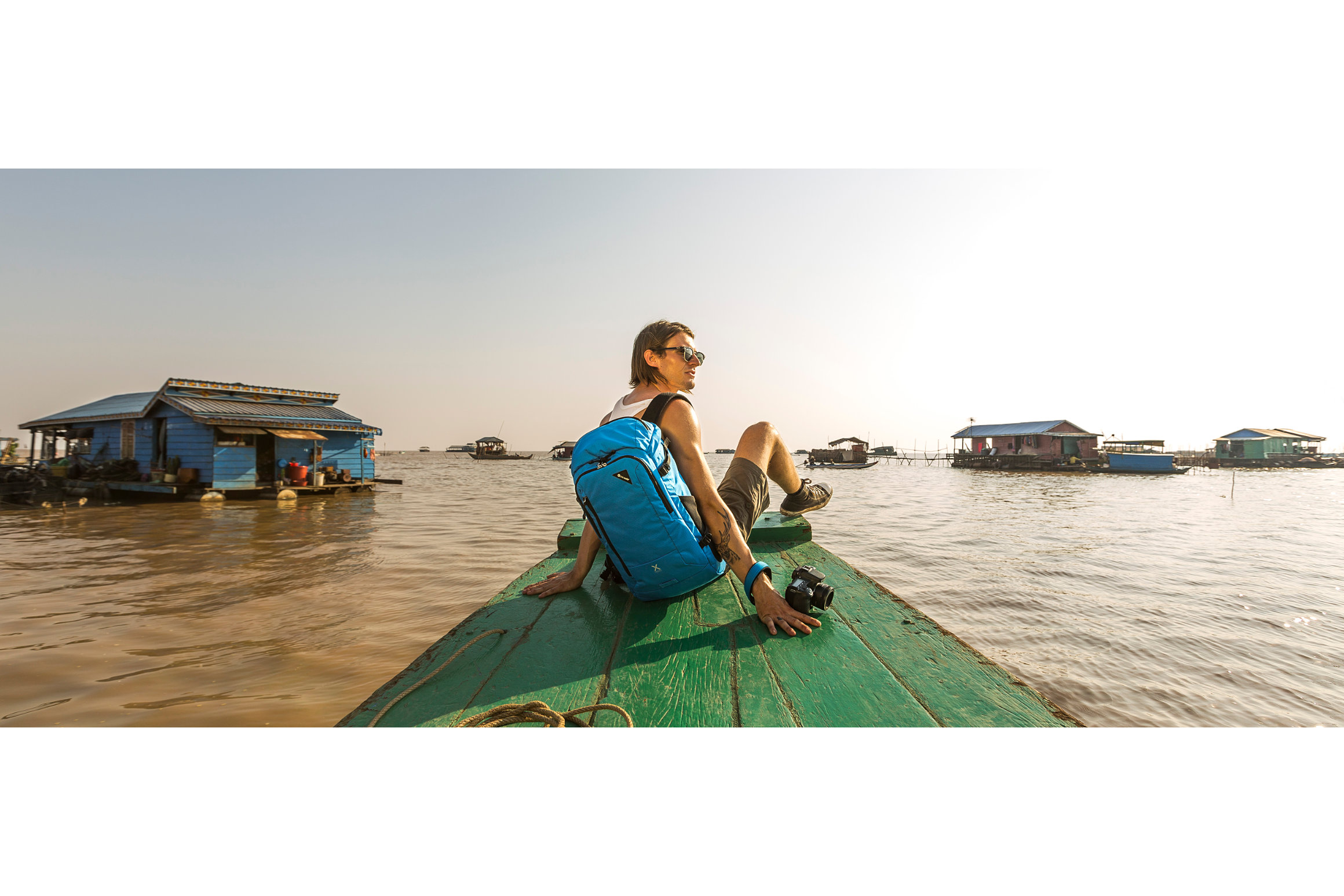 Pacsafe product shoot on Tonle Sap Lake - Siem Reap, Cambodia