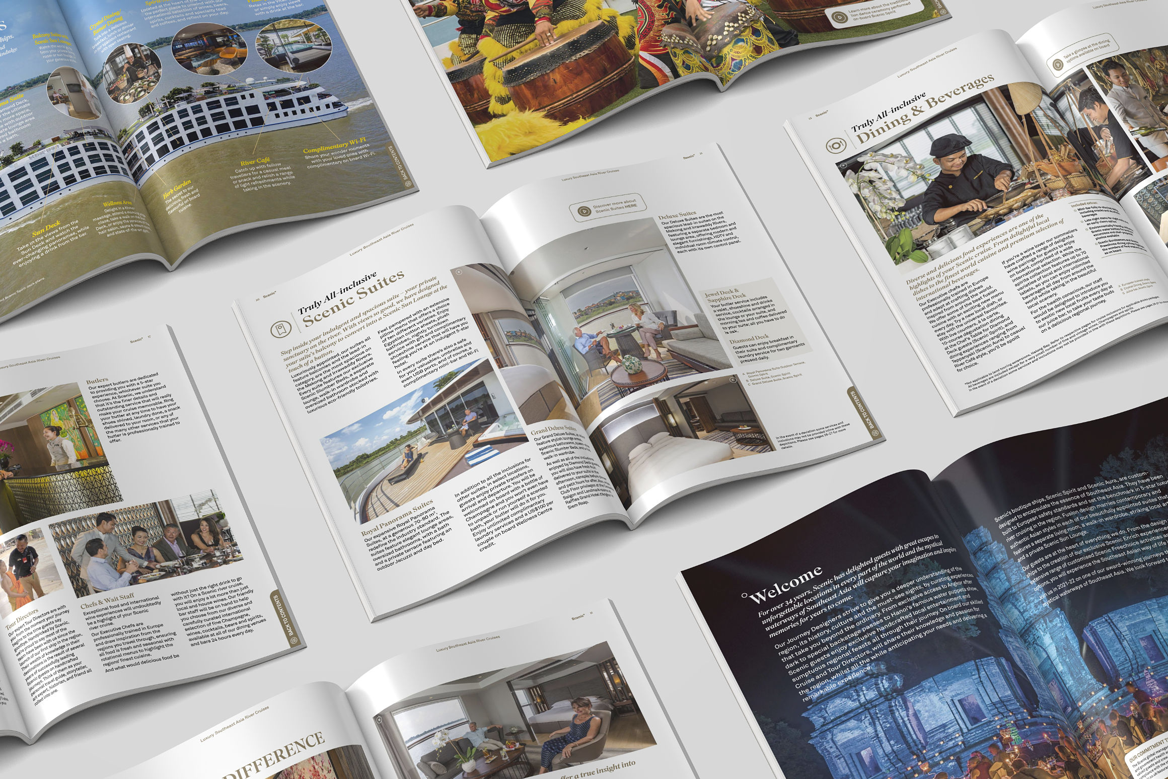 Hospitality Photography Tear Sheets for Scenic Cruises in Cambodia