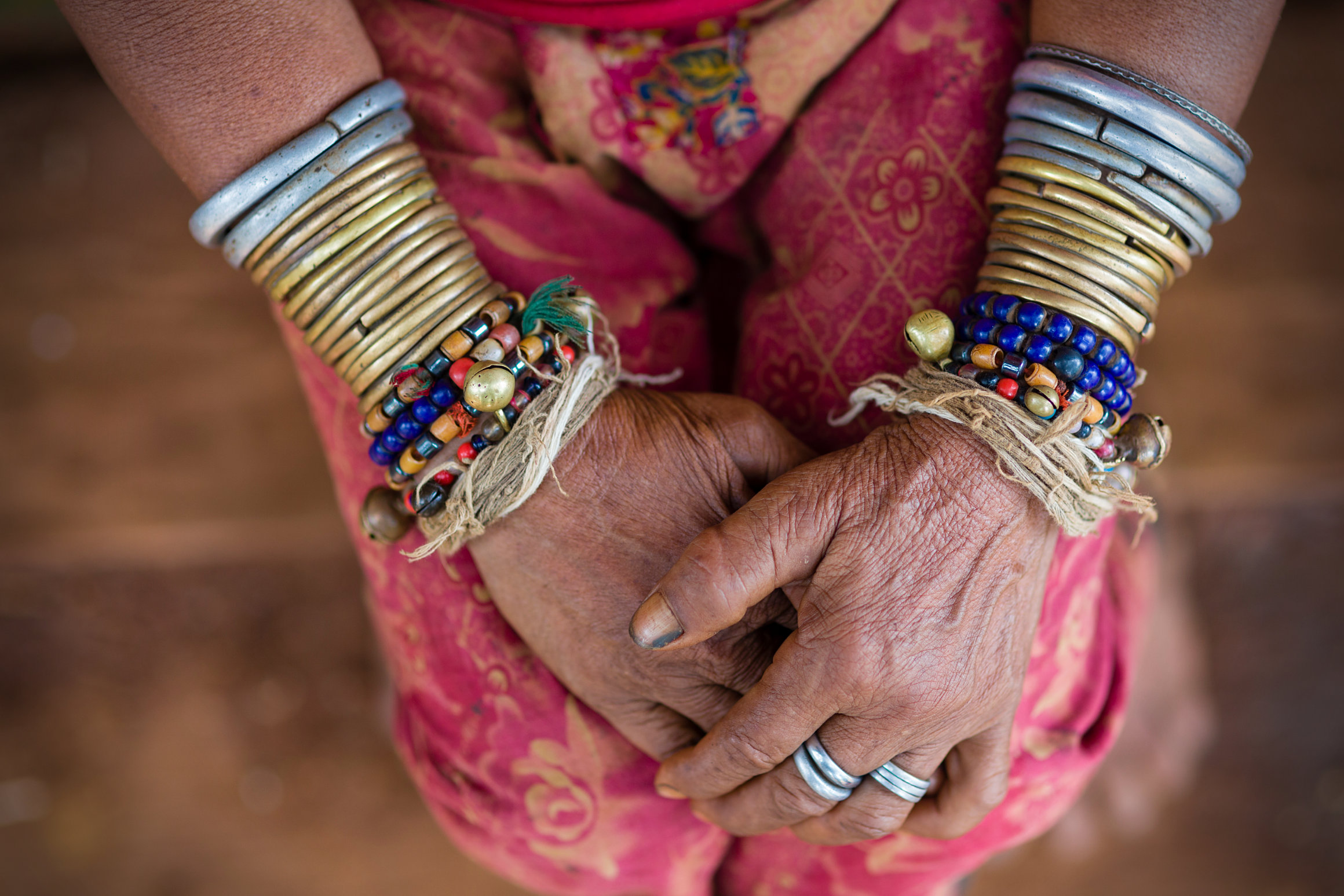 Bangles and jewelry of an ethnic minority Kreung woman in Ratanakiri, Cambodia