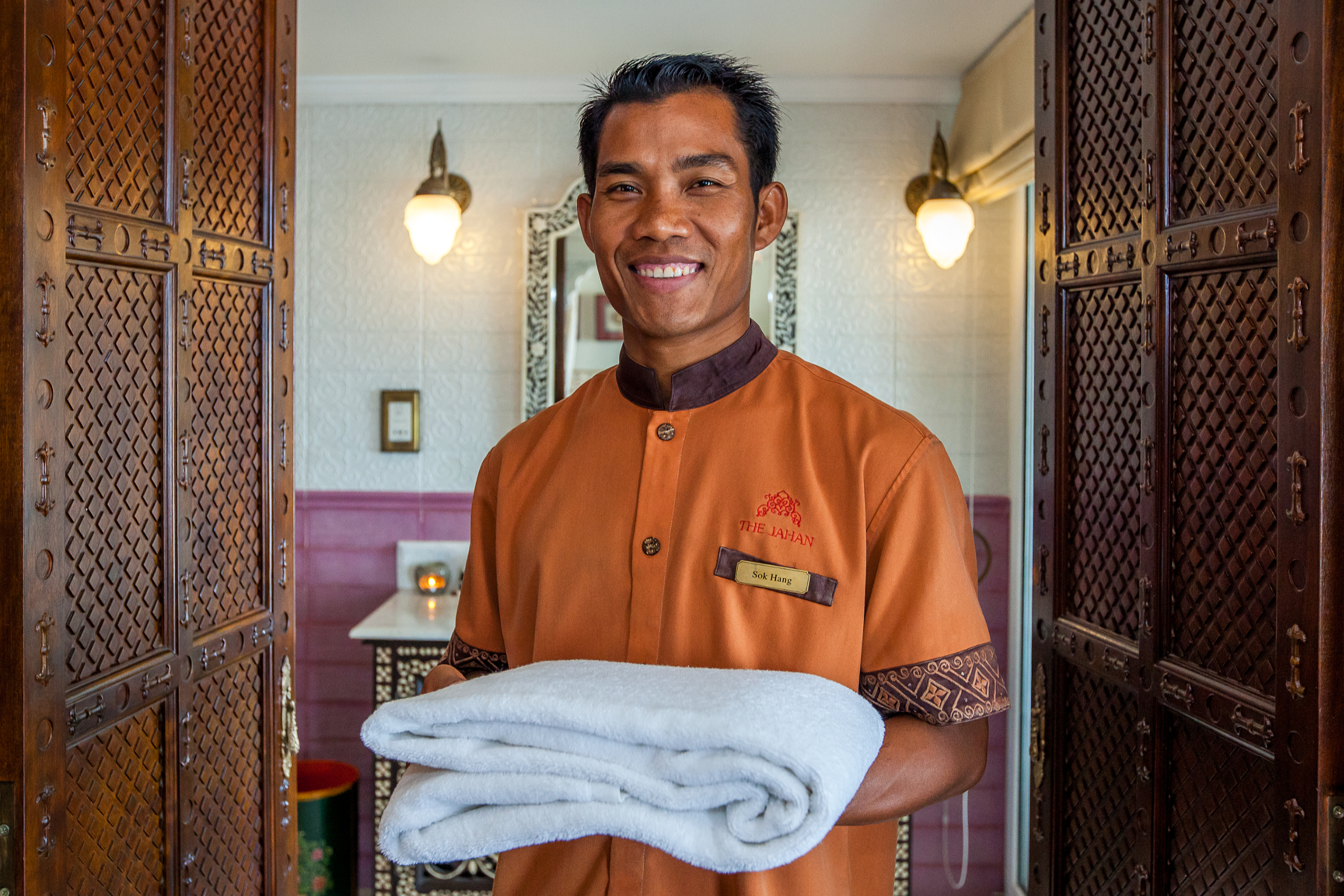 Portrait of male hotel staff in Cambodia